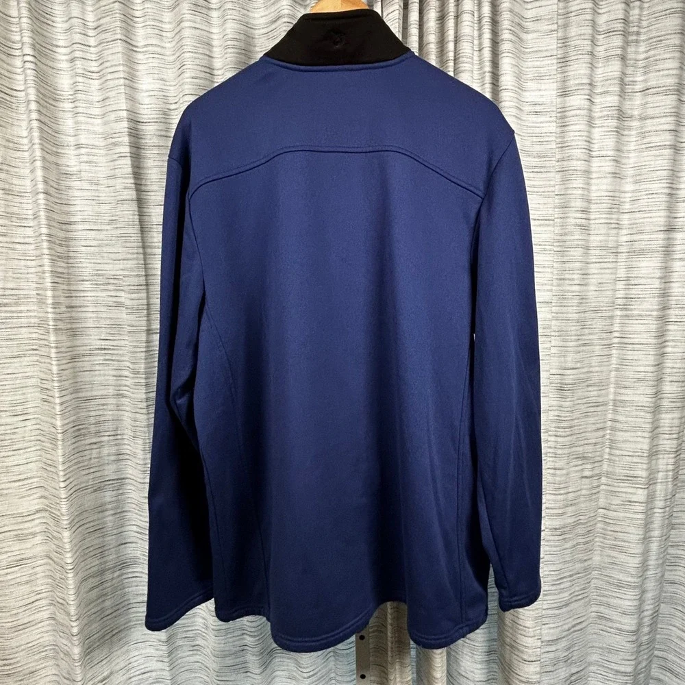 Reel Legends Full Zip Jacket Blue Mens Large LG L Fleece Lined Mock Neck EUC